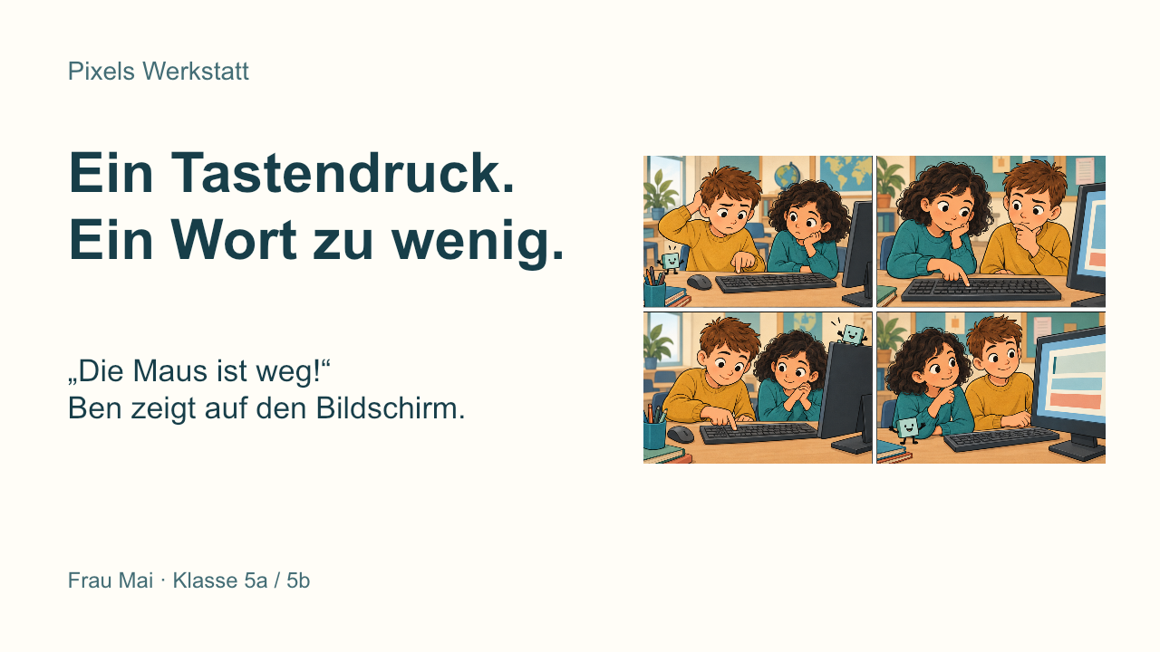 Ein Tastendruck. Ein Wort zu wenig. Ben zeigt auf den Bildschirm.